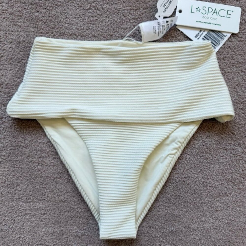 NEW - L*Space - Eco Chic Repreve - Desi Bikini Bottom - Cream - NWT